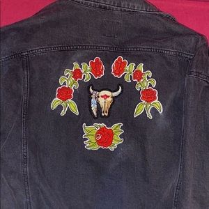 Custom black jean jacket